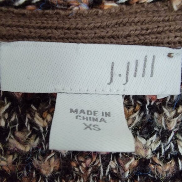 J. Jill Sweater Brown Knit‎ Long Sleeve Button Up Long Cardigan Coat Womens XS - Picture 4 of 8